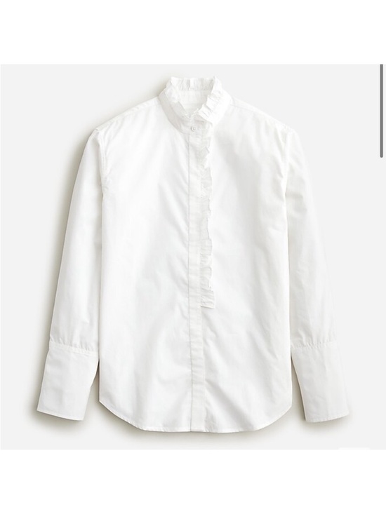 J. Crew Tops - J. Crew White Ruffle Trim Garçon Shirt